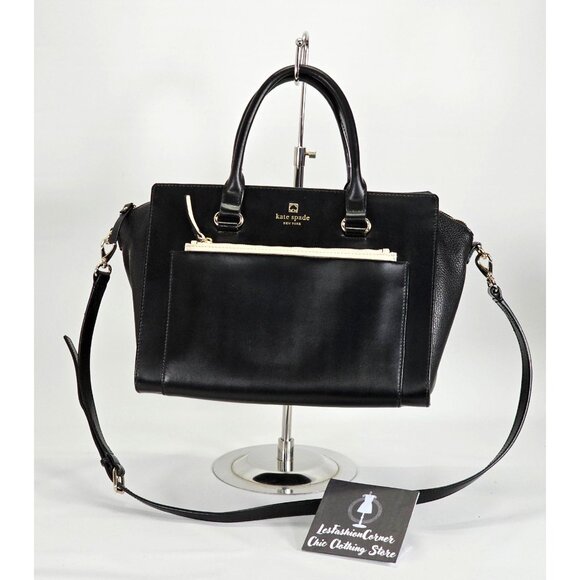 Kate Spade Women's Black Leather Mini Bernadine Hadley Street Satchel Handbag - Picture 4 of 16
